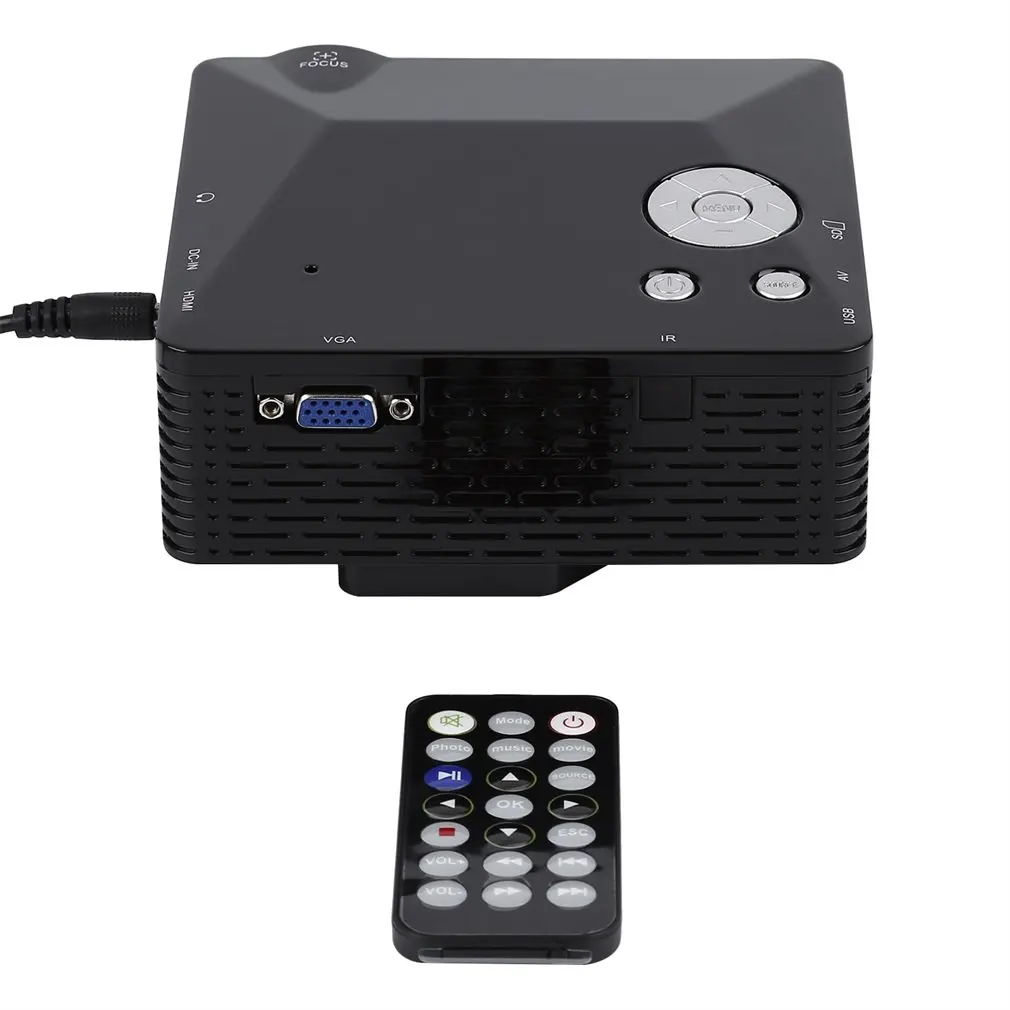 BL-18 Portable Mini LED Projector with USB VGA HDMI AV Multimedia for Party Home Entertainment with Remote Control
