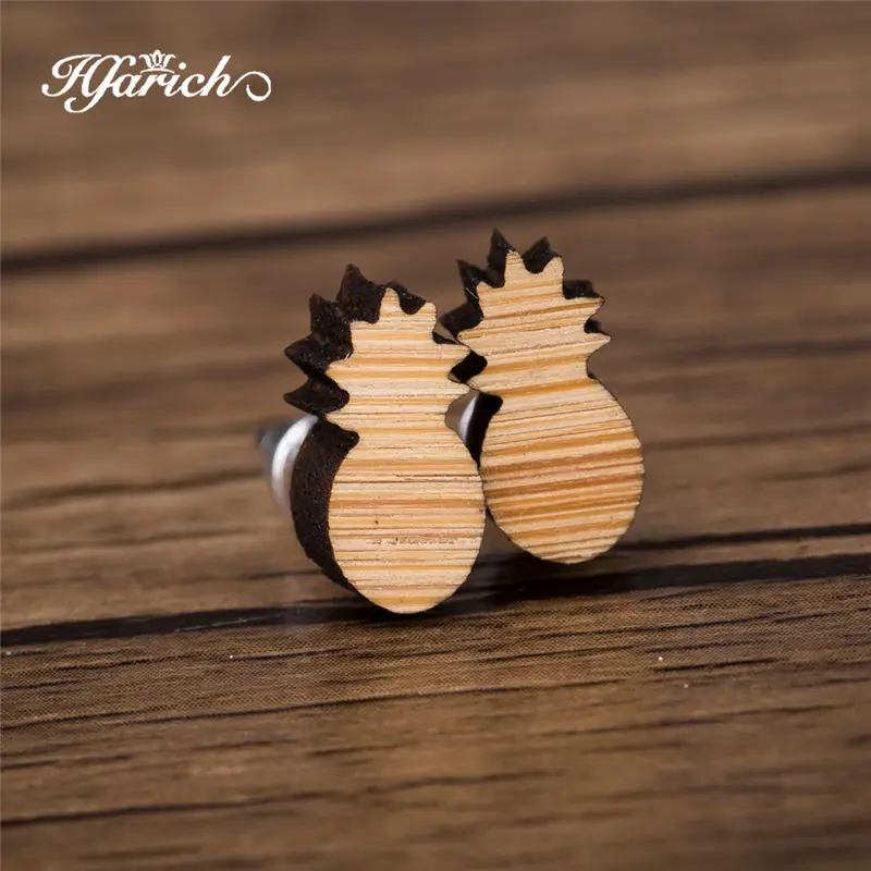 60 Wood Earrings Hfarich кленовый лист горы ананас серьги кран для женщин животный мир, растение дерево массивные серьги Улица Популярные украшения - Окраска металла: 60 Wood Earrings