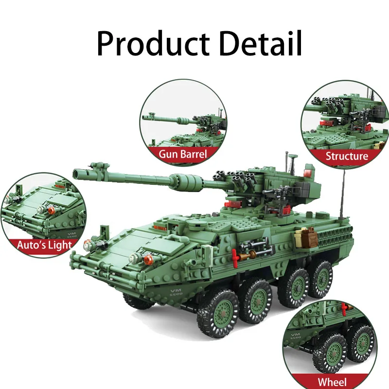 10001 1678 шт. военная техника серии Stryker M1128 MGS модель строительный блок наборы классический танк Развивающие игрушки для детей