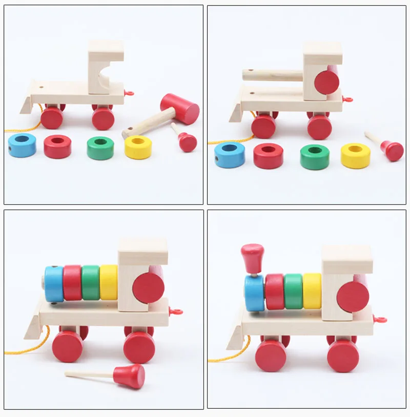25pcs Educational Pull Along Train Set Shape Sorter Color Sorting