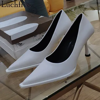

Elegant Pointy Toe Women Pumps Thin High Heels Party Shoes Woman Runway Spring Outwear Slip On White Ladies Shoes
