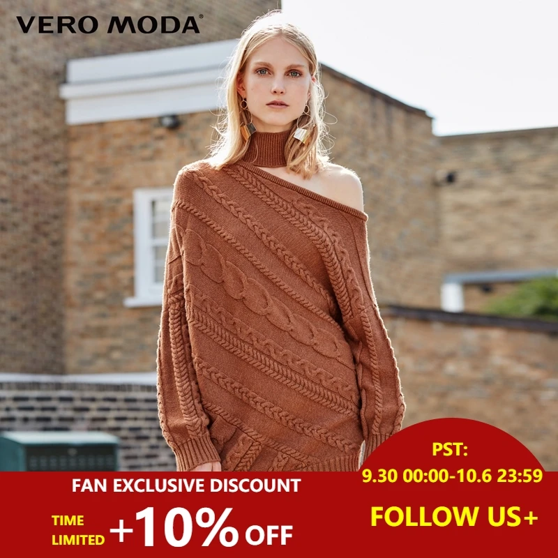 

Vero Moda Women's Autumn Hollow-Out High Collar Woven Floral Sweater | 318313525