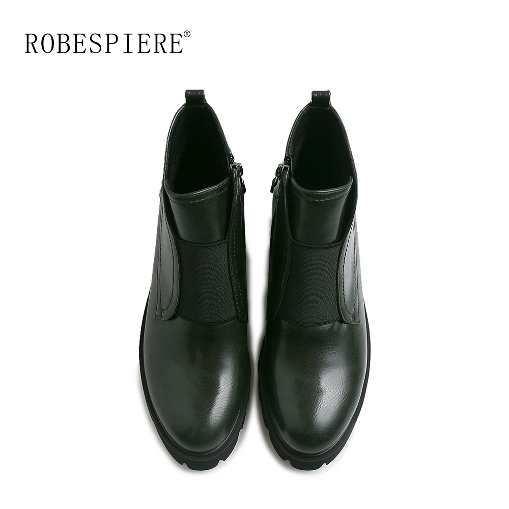 ROBESPIERE; брендовая Дизайнерская обувь; Новинка года; зимняя женская обувь; большие размеры; сапоги на высоком каблуке; ботильоны на платформе на молнии; не сужающийся книзу массивный каблук; B142