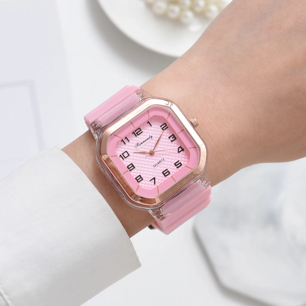 Fashion Women Watch Square Solid Dial Bracelet Watches Ladies Leather