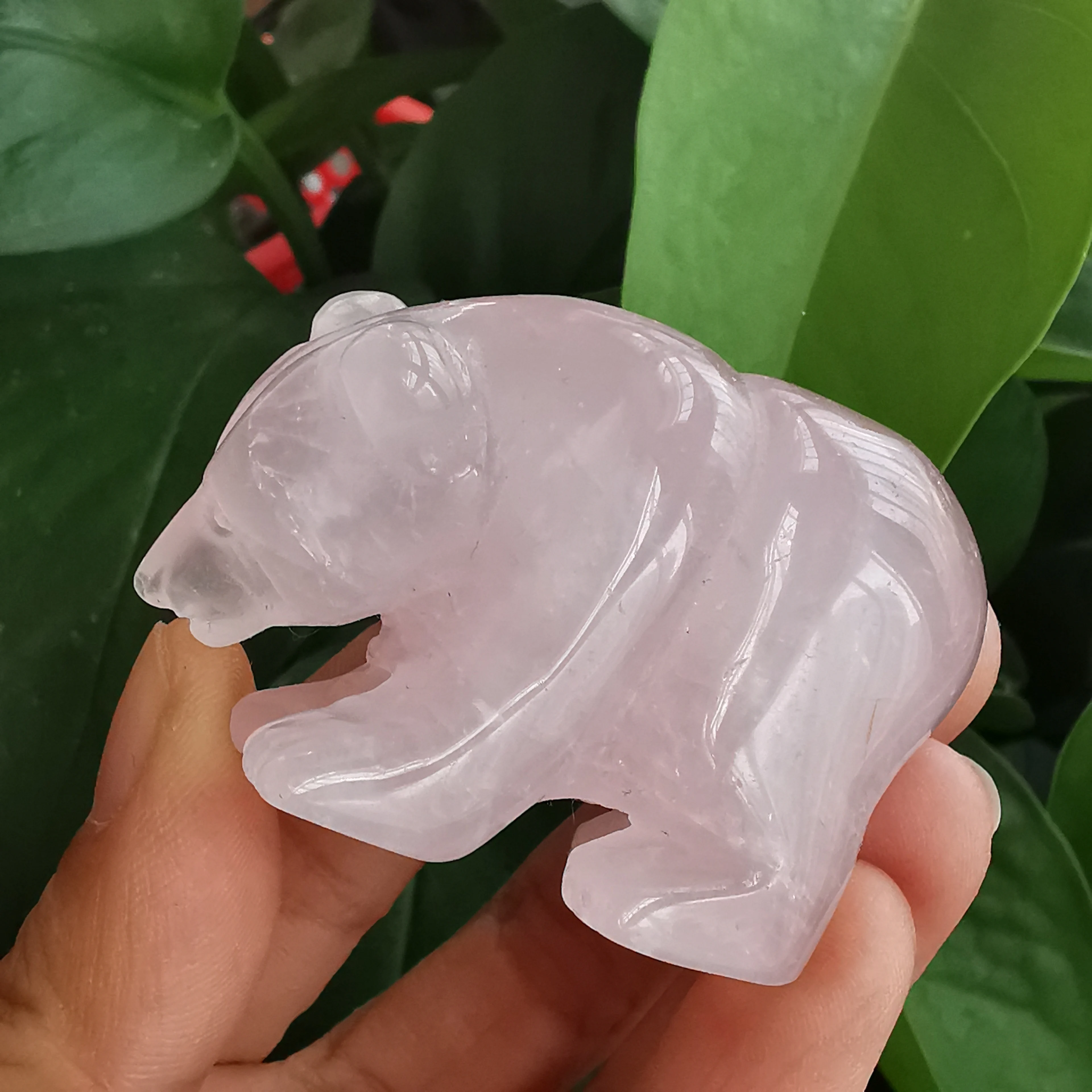 Natural Stone Carved Tiger eye stone cute bear Rose quartz crystal figurine stone Bear statue 5