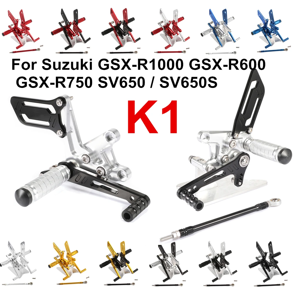 

Hot Style Motorcycle Footrests Alloy Rearset Rear Footpeg for Suzuki GSXR600/1000 00-04 GSXR750 SV650/S Silver Black D20