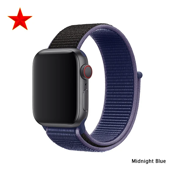 Midnight Blue Нейлоновый ремешок для apple watch 5 4 band correa apple watch 44 мм 42 мм 40 мм 38 мм iwatch 5 4 3 2 1 цветной браслет - Цвет ремешка: Midnight Blue