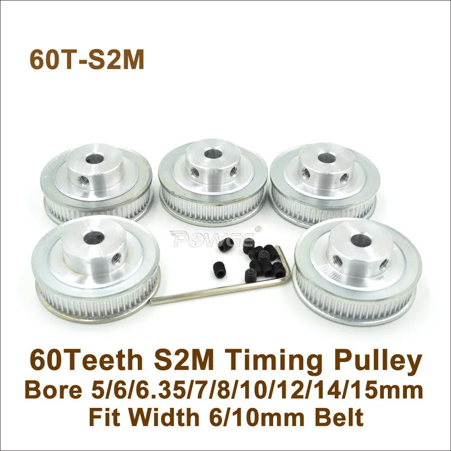 Шкив ГРМ POWGE 60 зубьев S2M отверстие 5 15 мм подходит для W = 6/10 STD2M синхронный ремень T