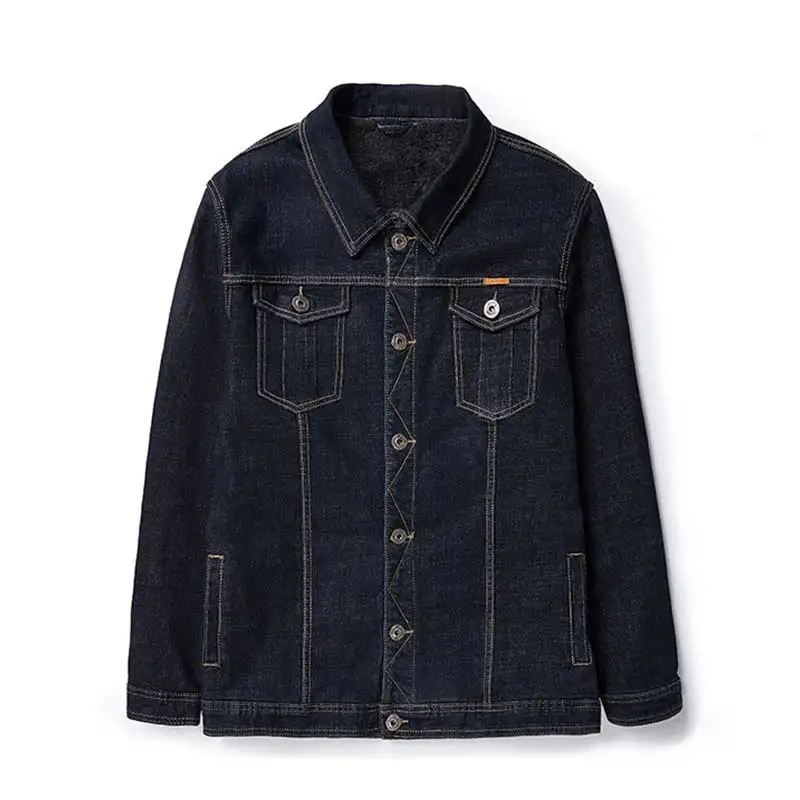 Finest  MITEKSAN 8XL Denim Jacket Men'S Black Plus Velvet Thicken Winter Large Size Loose Male Clothing Vin