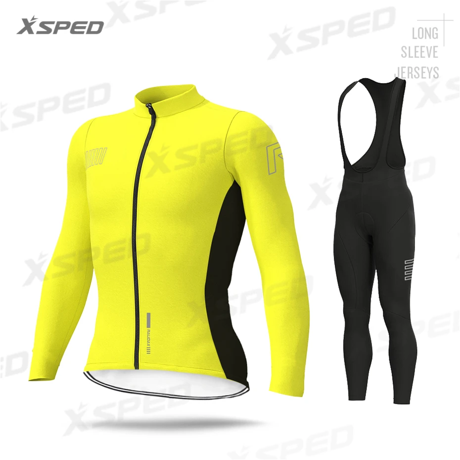 Bib Cycling Set Весна Осень Одежда для велоспорта с длинным рукавом Джерси Наборы Pro Team ALEING мужские MTB униформа Одежда для шоссейного велосипеда одежда для улицы быстросохнущая - Цвет: Bib Cycling Set