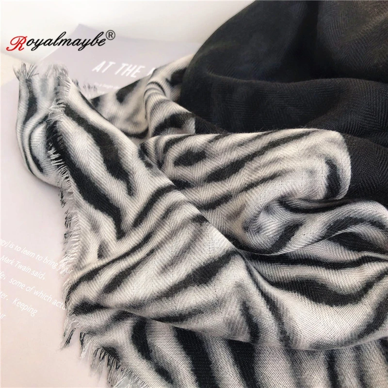 Royalmaybe, полосатый шарф, женские хлопковые шарфы для девушек, мода, стиль, Осень-зима, теплая шаль, черный, длинный, красный