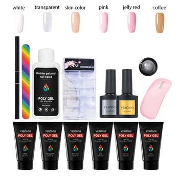 

VERONNI 14pcs/Set Poly Nail Extension Gel Clear UV Nail Polish Art Kit Quick Building For Nails Extensions Good Poly Gel Nail