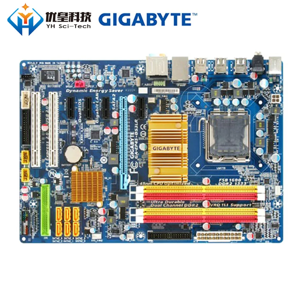 Оригинальная б/у настольная Материнская плата Gigabyte GA-EP45-DS3LR P45 LGA 775 Core 2 Extreme/Core 2 Quad/Core 2 Duo DDR2 ATX
