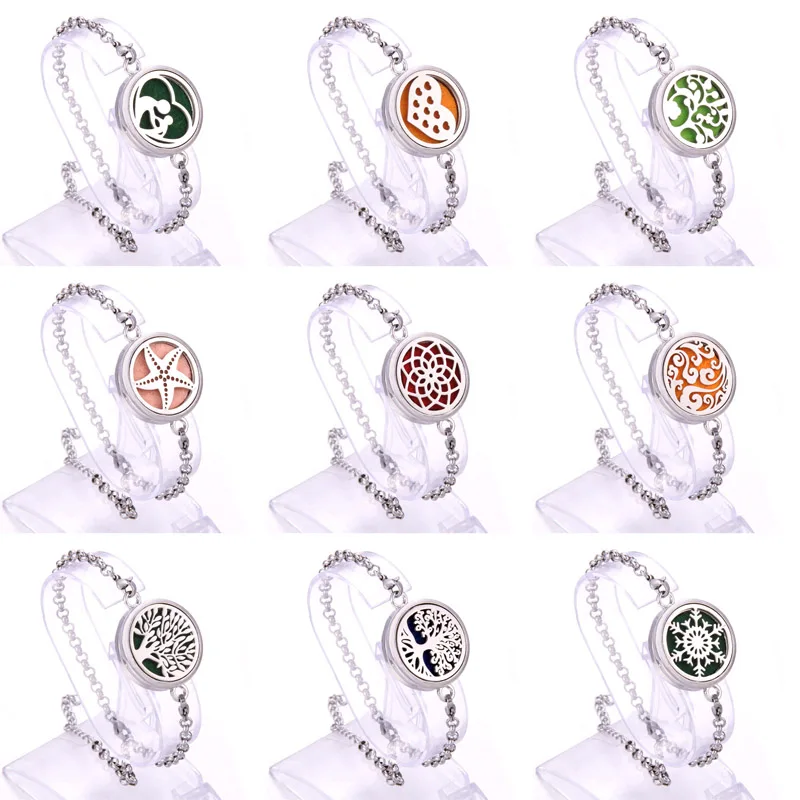 

Trendy Aromatherapy lockets Bracelet Perfume essential oil diffuser Aroma bracelet Adjustable chain style stainless steel bangle