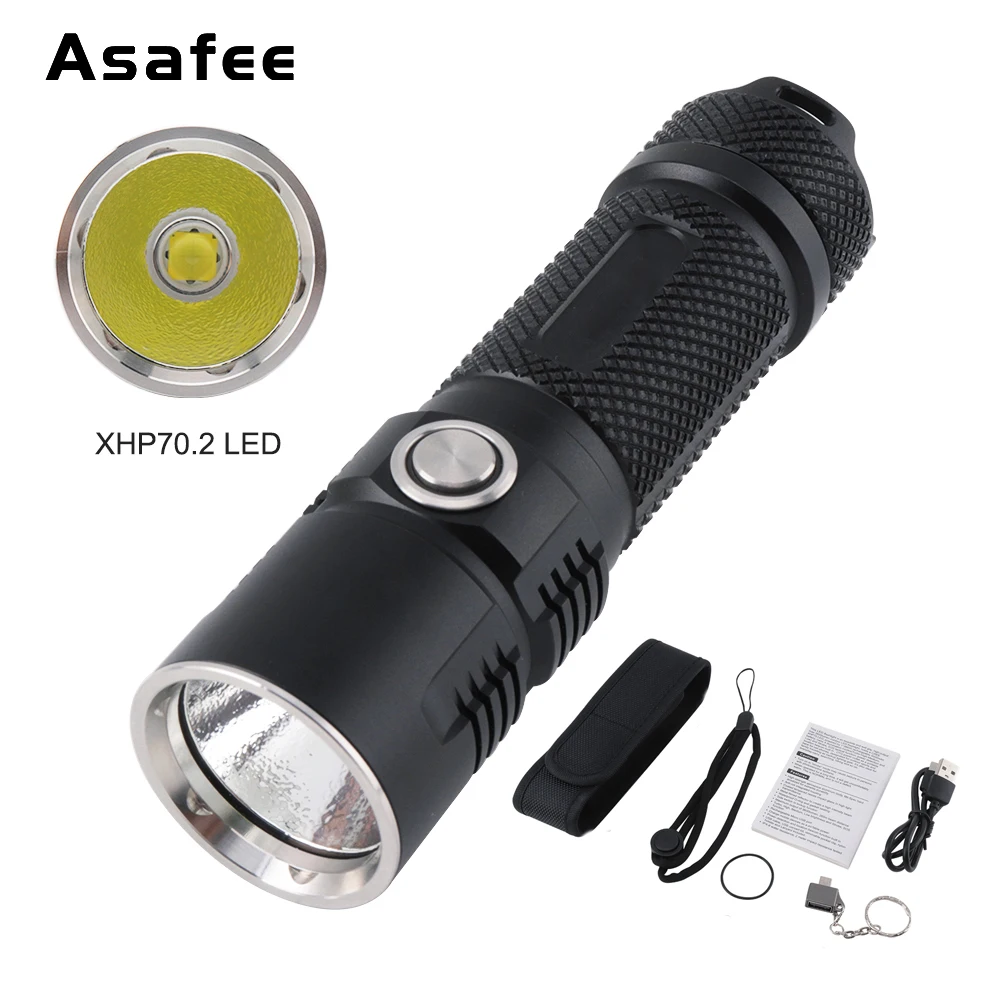  Powerful XHP 70.2 LED Tactical Flashlight USB Charging LED Flashlight Zoom 4 modes Waterproof LED F - 4000068575793
