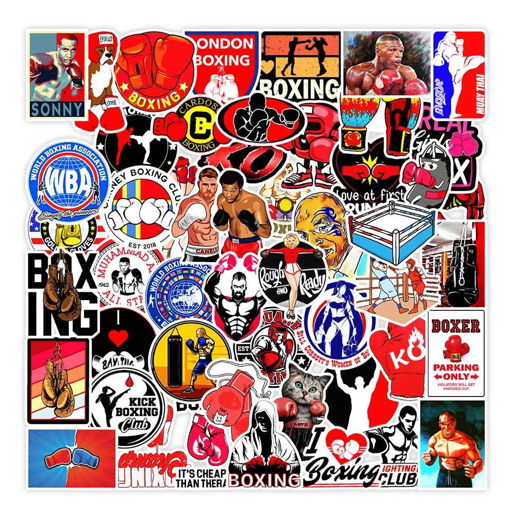 10/30/50 Pcs Boxing Graffiti Stickers Mobile Phone Cabinet Wall PVC Waterproof Phone Motorcycle Luggage Guitar DIY Sticker Toys 10 30 50pcs nasa space astronaut rocket graffiti stickers suitcases laptops mobile phones guitar water cup decorative sticker