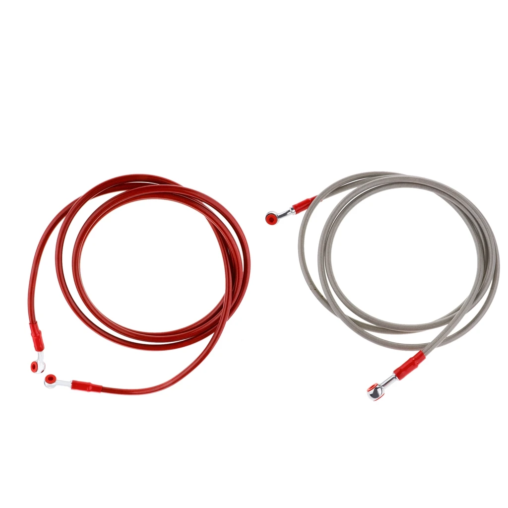 Универсальный тормоз сцепления Масляный шланг линии M10 банджо фитинг ABS пластик Плетеный, красный, серебристый(220 см
