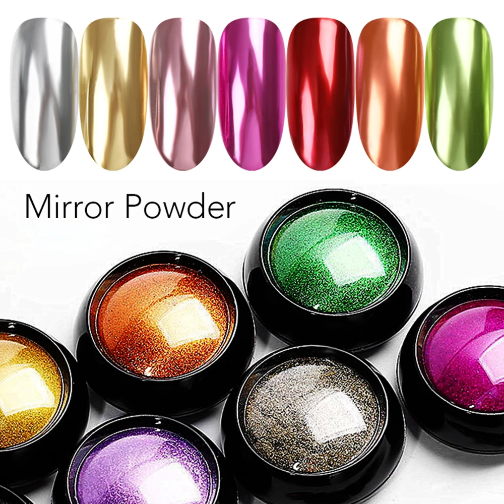 

Nail Shimmer Powder Shining Metal Color Mirror Effect Nail Chrome Pigment Holographic Dust Nail Art Decoration gel polish