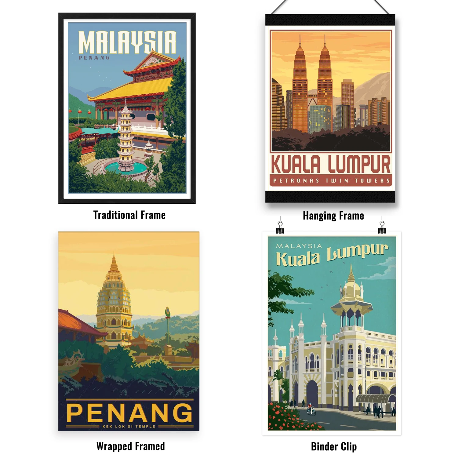 Malaysia Ipoh Kuala Lumpur Penang Landscape Art Poster Painting on ...