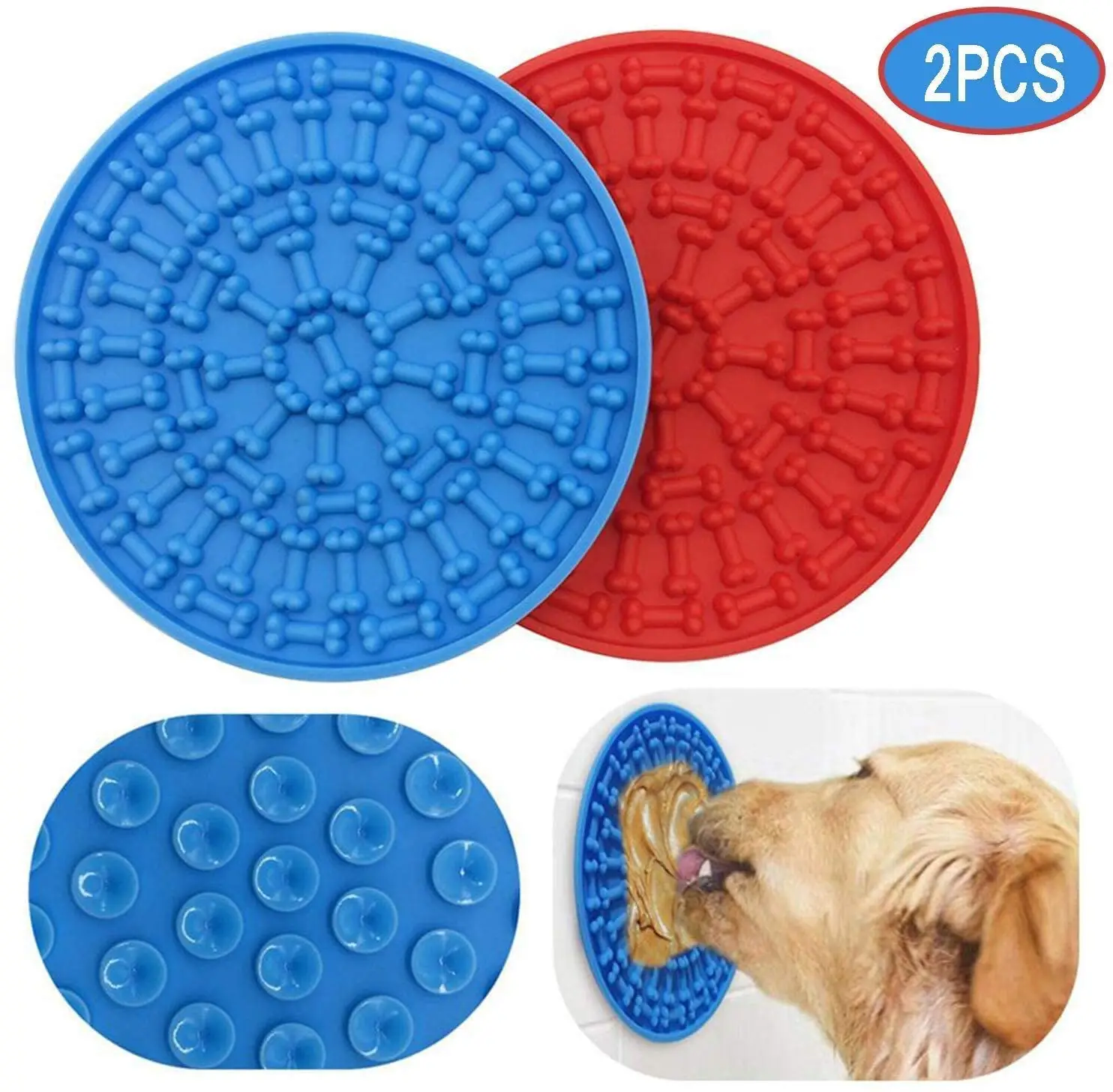 2PCS Silicone Dog Lick Pad Slow Treat Dispensing Mat with Super Suction With Powerful Suction
