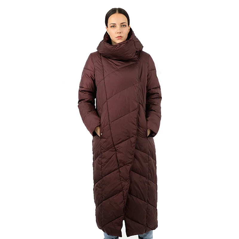 

women's long down jacket parka outwear with hood goose quilted coat female plus size warm cotton canada women clothes new 19-130