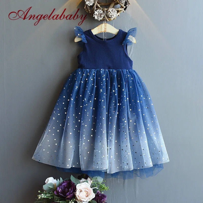 Vestido Infanti Kids Summer Princess Dress Girls Performance Costumes Children Birthday Party School Casual Sequin Star Dresses | Детская