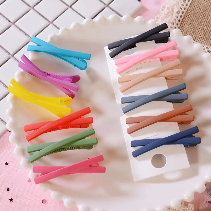

10Pcs/Set Korean Hair Clip Candy Color X Shape Barrettes Solid Acrylic Duck Hair Barrette Hairpins Baby Girls Kids Hair Clips