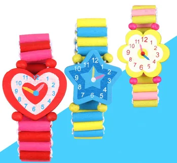 

Party Bag Fillers Girls Toy Wooden Watches for Childrens Gift Colorful Cute Heart Star Shape Fake Watch Birthday