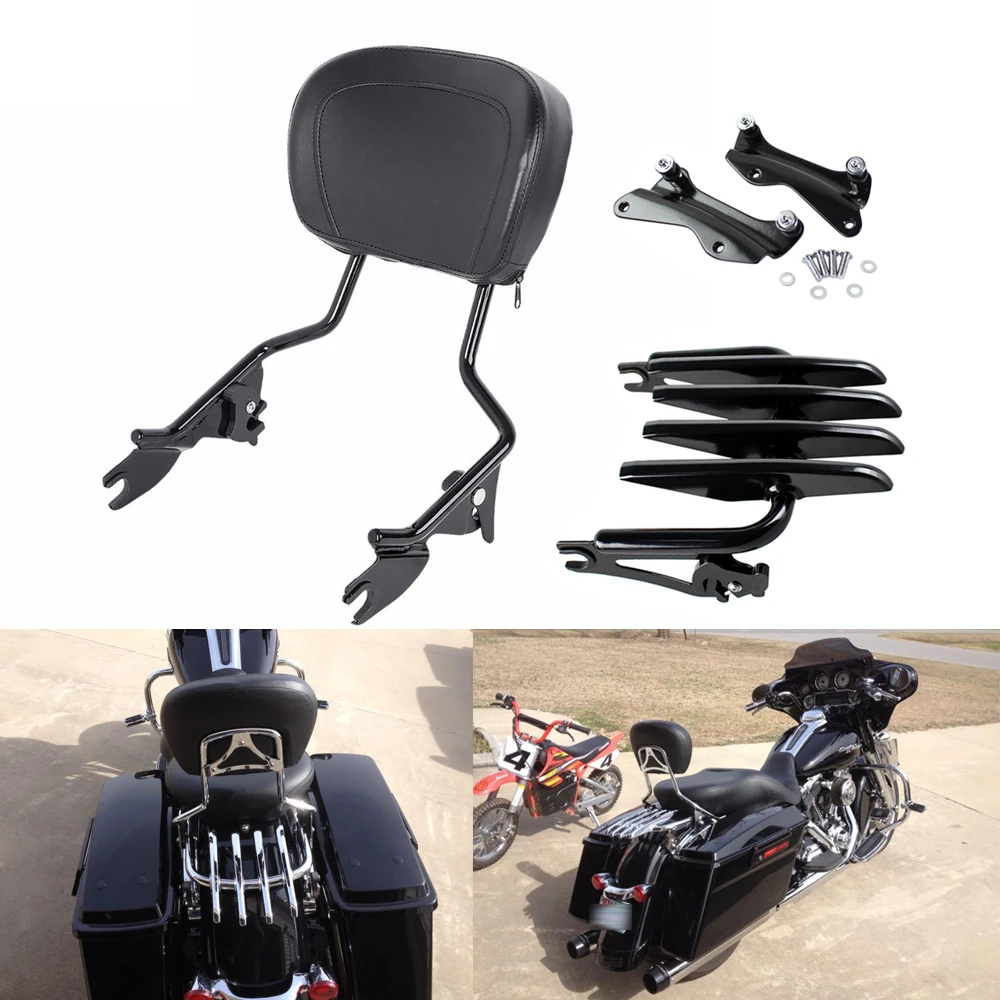 МОТОЦИКЛ Sissy бар задняя стелс багажная стойка для Harley Touring Road King Street Glide FLHR FLHX FLTRX