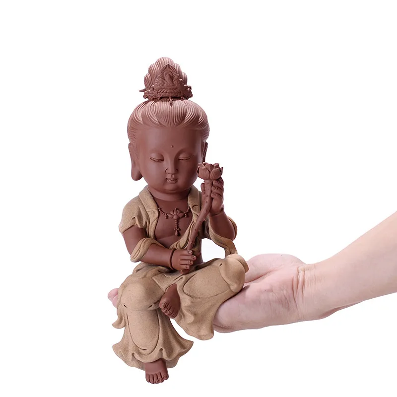 Tea pets High-quality Buddha Guanyin living room decoration Zen Ceramic Monk set Yoga Mandala Tearoom Ornaments Christmas Gift