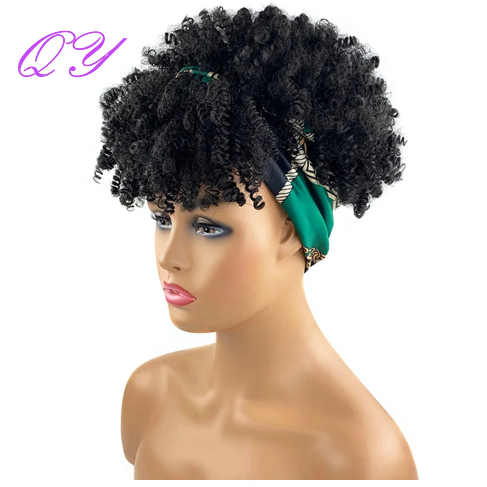 natural afro kinky culry envoltório azul peruca