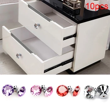 

10PCS Modern Crystal Glass Handle Glass Knobs Handle Hardware Cabinet Drawer Wardrobe Door Pull Continental Simple 30mm