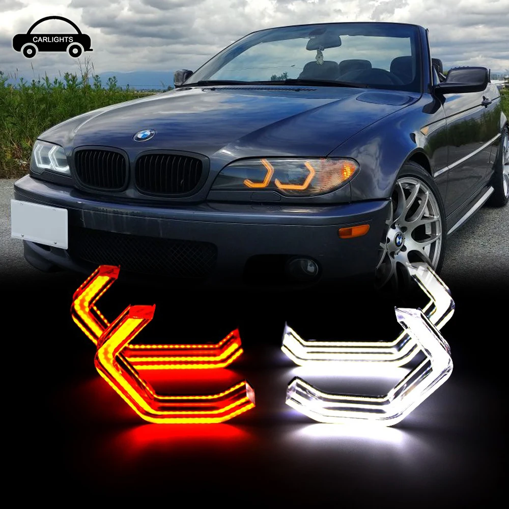 Кольцо DRL белого и желтого цвета с кристаллами ангельские глазки лампы для BMW 2 3 4 5