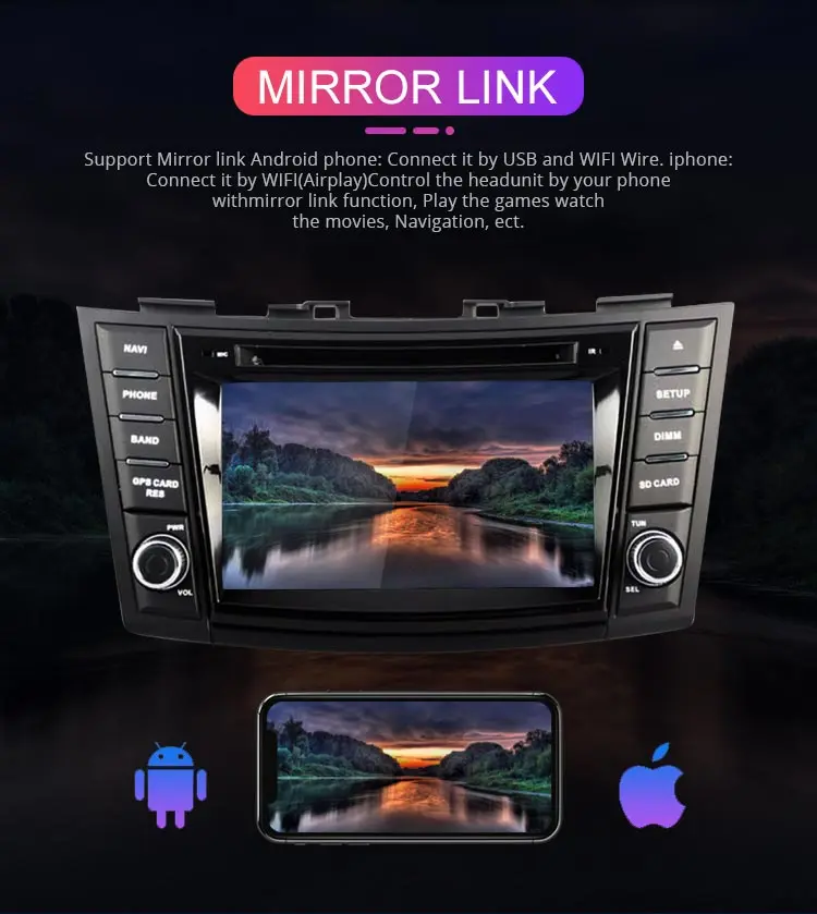 Sale Besina Android 9.0 Car DVD Player For SUZUKI SWIFT 2011 2012 2013-2015 Multimedia GPS Navigation WIFI 2 Din Car Radio 64G Stereo 7