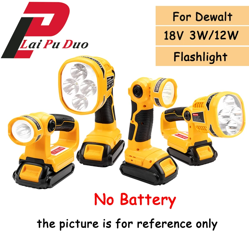 

Pistol/Portable 3W/12W 18V LED Lamp Flashlight (NO Battery,NO Charger)Lithium Battery USB Outdoor Emergency Lighting For Dewalt