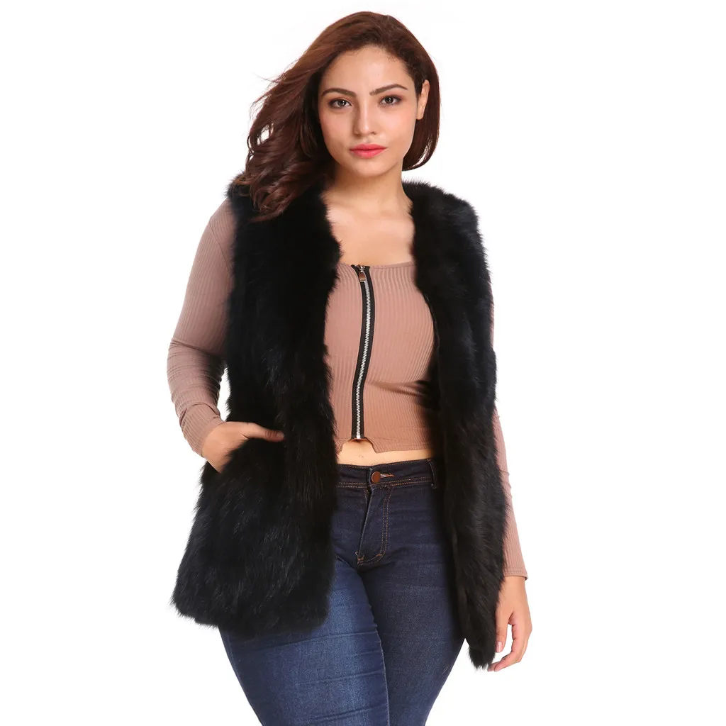 XL-6XL зимние женские теплые короткие пальто из искусственного меха пиджак без рукавов, жилет, парка, верхняя одежда женские жилеты женские повседневные без рукавов