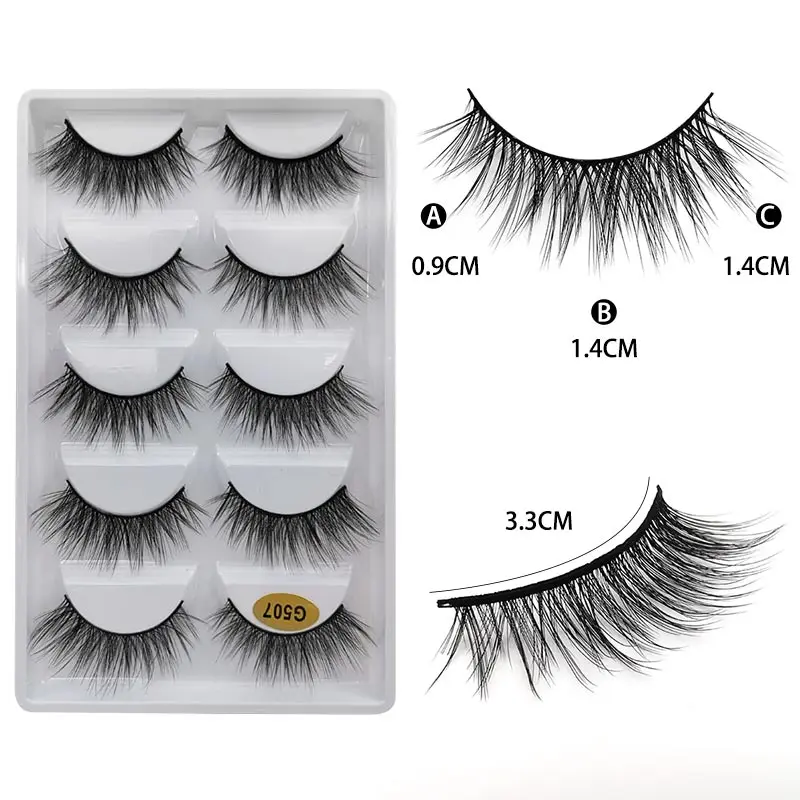 5Pairs 3D Mink Lashes Thick False Eyelashes Fluffy Wispy Crisscros Winged Tapered Eyelashes Handmade Makeup Extension Tools - Цвет: G507