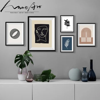

Matisse style poster print Modern minimalist abstract canvas art 5 piece set Silhouette plant wall pictures for living room