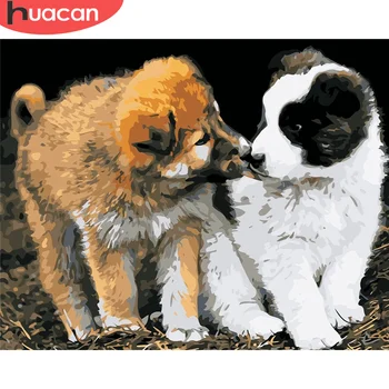 

HUACAN Painting By Number Dog Drawing On Canvas HandPainted Painting Art Gift DIY Pictures By Number Animal Kits Home Decor