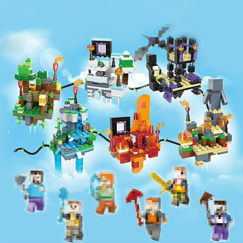 6 в 1 совместимые модели My World Sky City фигурка дракона светильник куклы строительные