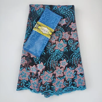 

2.5+2.5 Yards 2020 Net Lace With Bazin Riche Fabrics 2020 Latest Guinea Senegal Stones Mesh Tulle Lace Basin Fabric For Wedding