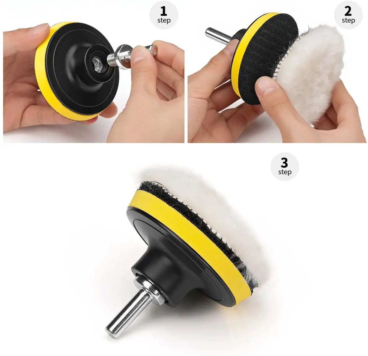 3inch Car Polishing Disc 11Pcs/Set Self-Adhesive Buffing Waxing Sponge Wool Wheel Polishing Pad Drill Adapter car polishing pad car polish pad car polishing sponge wool polishing pad polishing sponge set polishing wheel disc polishing wheel kit drill adapter for polishing