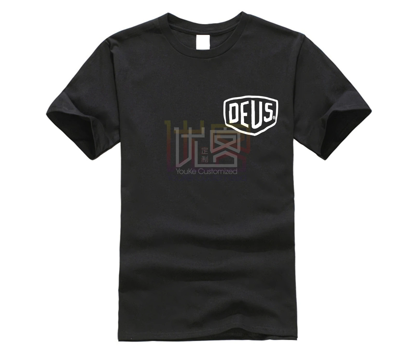 

Deus Ex Machina Shield T-Shirt - Black Big Size Round Neck Group Tee Shirts 100% Cotton Tshirt