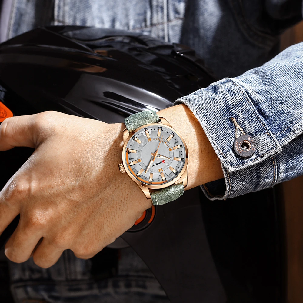 Herren Schwarz Casual Leder Quarz Einfache Kreative Uhr Geeignet für_voghion.com