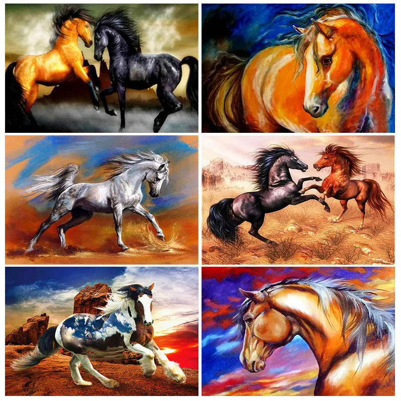 5D Diamond Painting animals icon diamond embroidery Diamonds horse Picture Full Square Drill by photo Deco | Дом и сад