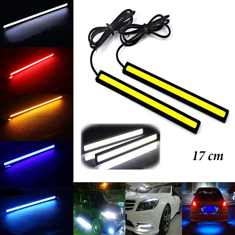 2 pcs 17cm 12V COB LED DRL Driving Daytime Running Lights Strip Waterproof Car Styling Lamp Auto Work Light | Автомобили и