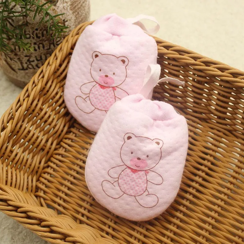 PK New 0-3 Years Old Cute Bear Cartoon Baby Gloves Winter Knit Cotton Newborn Mittens Velvet Thick Childrens Kids Keep Finger Warm - Цвет: PK