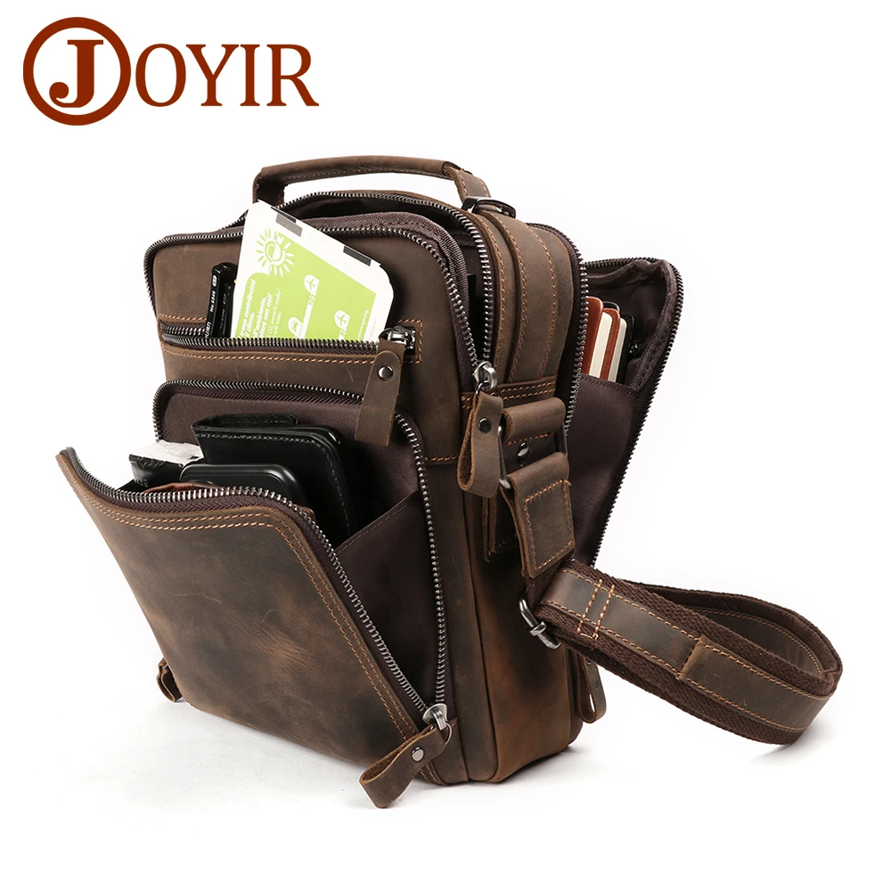 JOYIR New Genuine Leather Men Vintage Handbags Small Flap Men's Shoulder Bag Casual Office Messenger Bags Fashion Crossbody Bag_voghion.com