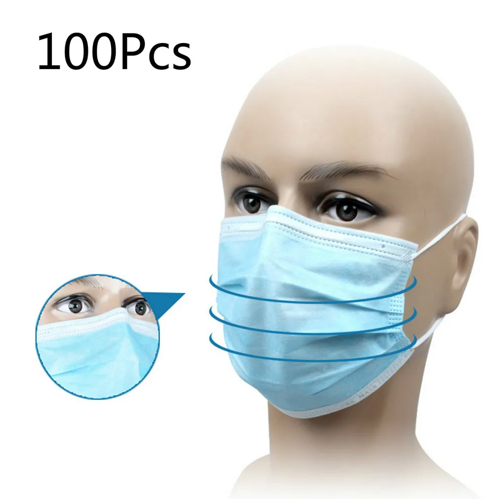 

100 Pcs Disposable Dust Masks Elastic Anti PM2.5 Anti Breathing Safety Dustproof Masks Face Care