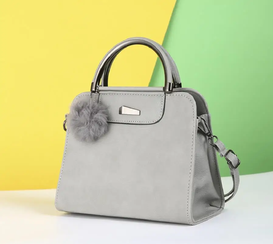 Женская кожаная сумка через плечо, кошелек бумажник сумка-мессенджер - Цвет: Серый